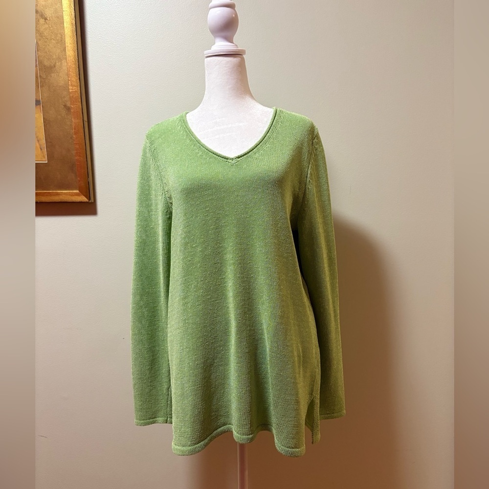 J.McLaughlin cotton blend  sweater top light green L